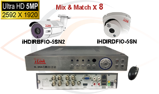 CCTV HD Security Camera System 5-in-1 5MP Standalone 8 Port DVR w/ 5MP HD Coax Cameras